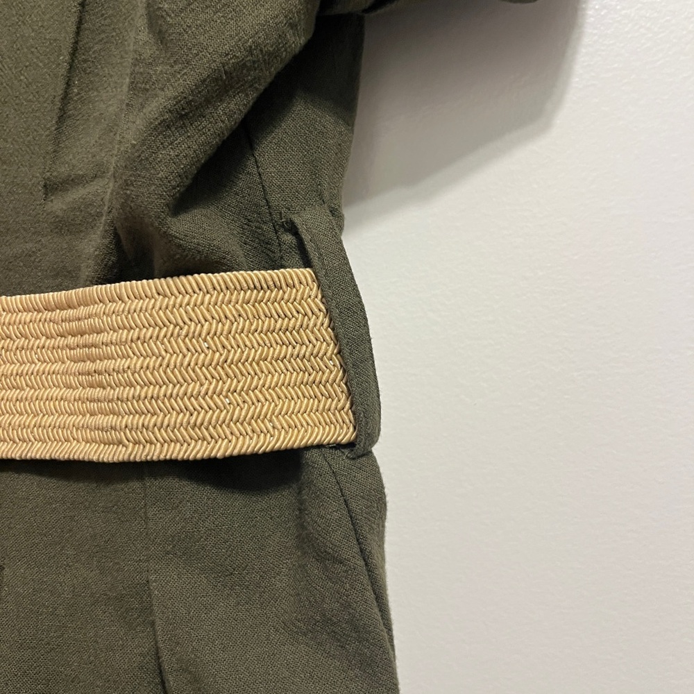 H&M Olive Green Button-Front Shirt Dress with Woven Belt - Picture 5 of 13